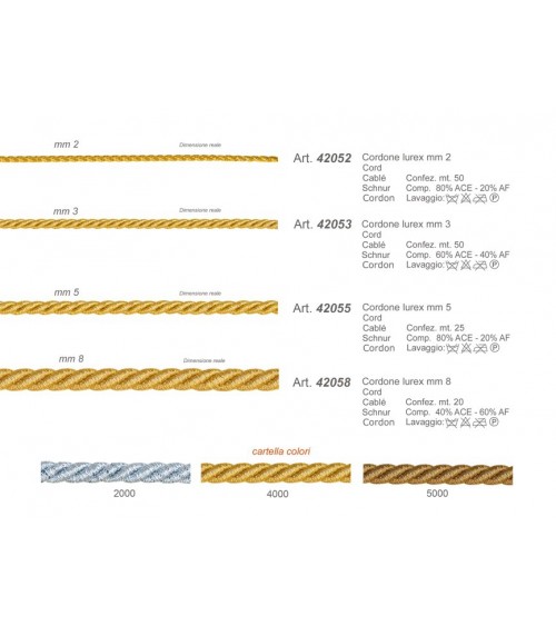 L42052-0 CORDONE RITORTO LUREX 2mm