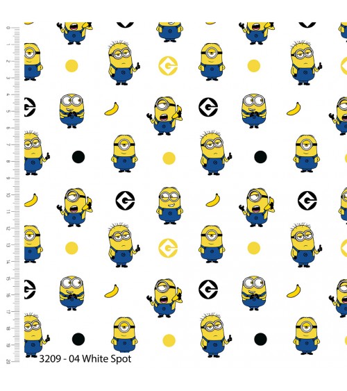 3133209-04 TESSUTO cm110 Minions White Spot 100CO
