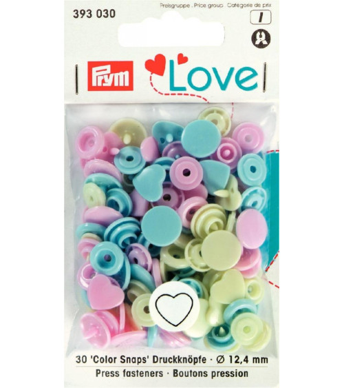 P393030 P.Love COLOR SNAPS 12,4mm CUORE col.mix
