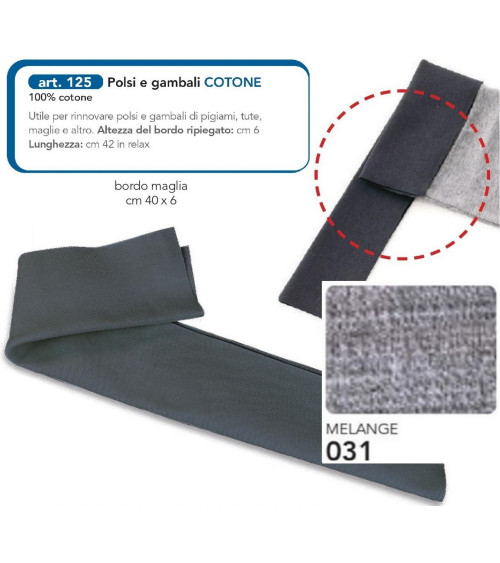 M125-031 BORDO POLSI E GAMBALI GRIGIO MELANGE