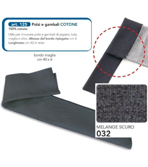 M125-032 BORDO POLSI E GAMBALI GRIGIO MEL.SCURO